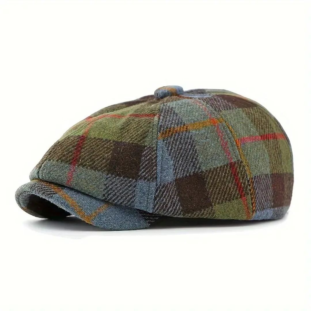 Plaid Wool-Blend Newsboy Cap | TOLEDO